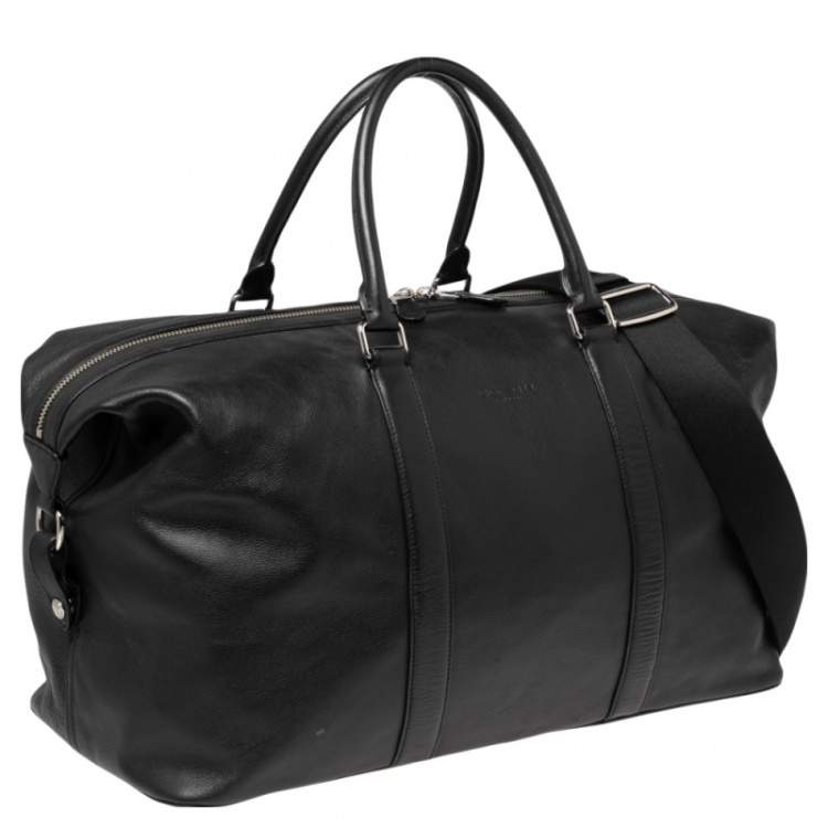 Pre Owned Coach Black Leather Voyager Duffel Bag