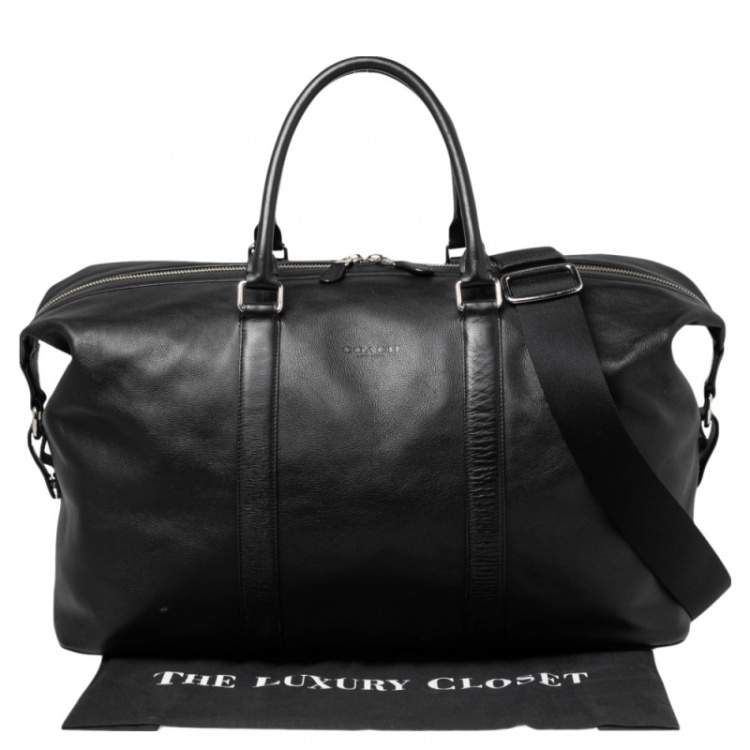 Pre Owned Coach Black Leather Voyager Duffel Bag