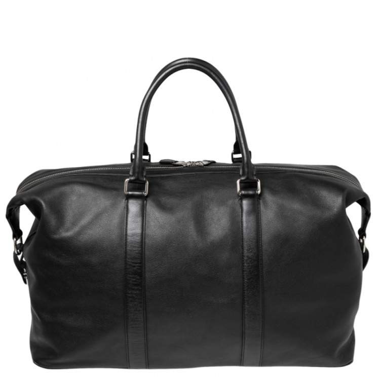 Pre Owned Coach Black Leather Voyager Duffel Bag