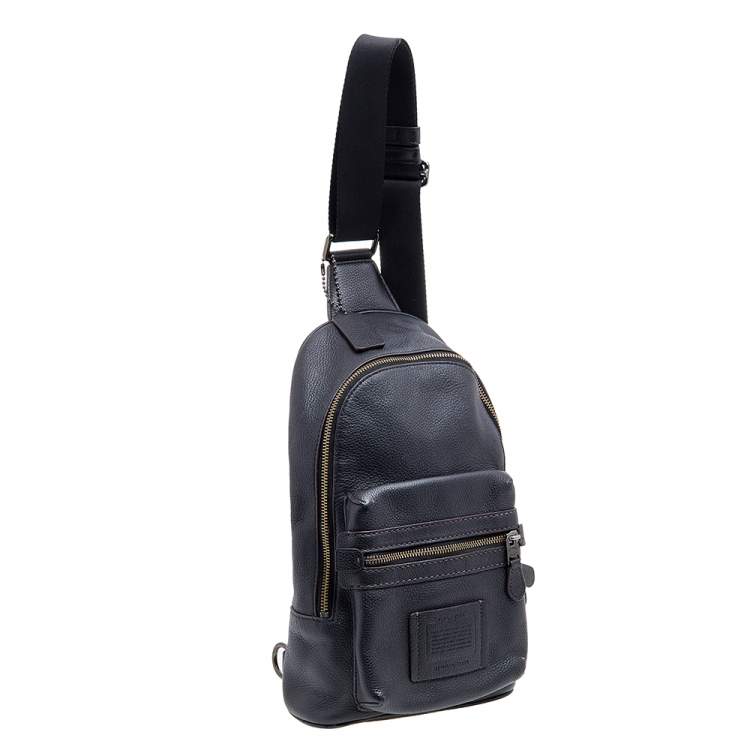 Pre Owned Coach Black Leather Academy Sling Backpack