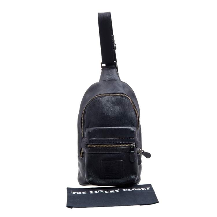 Pre Owned Coach Black Leather Academy Sling Backpack