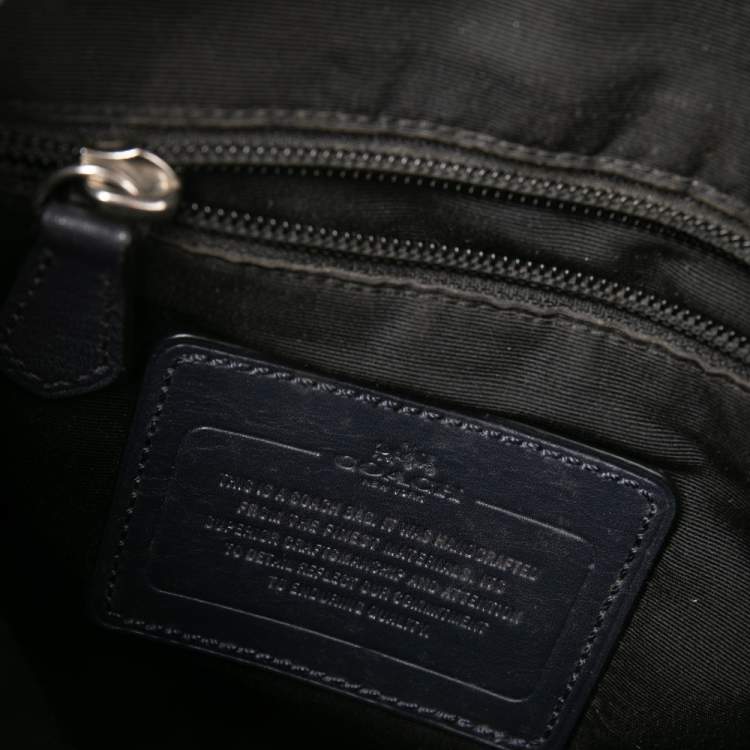 Pre Owned Coach Navy Blue Leather Messenger Bag 