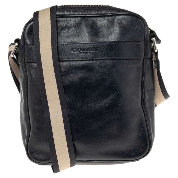 Navy blue leather messenger bag online