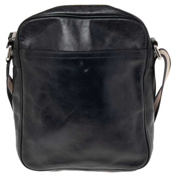 Pre Owned Coach Navy Blue Leather Messenger Bag 