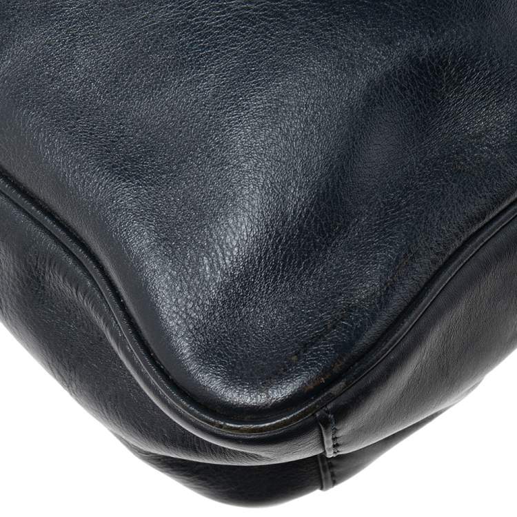 Pre Owned Coach Navy Blue Leather Messenger Bag 