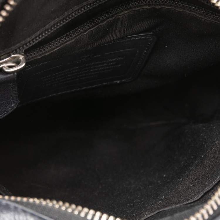 Pre Owned Coach Navy Blue Leather Messenger Bag 