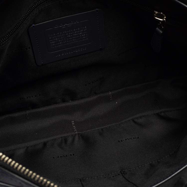 Pre Owned Coach Navy Blue Signature Embossed Leather Hudson Briefcase 