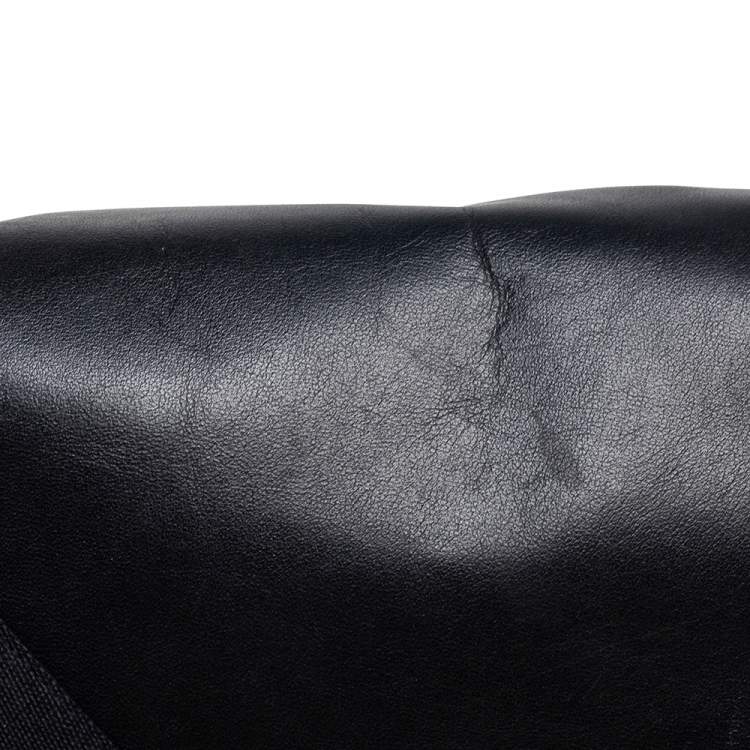 Pre Owned Coach Black Signature Embossed Leather Charles Flap Messenger Bag