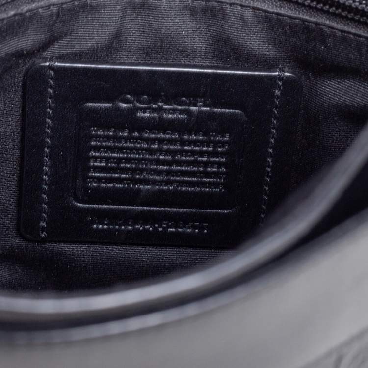 Pre Owned Coach Black Signature Embossed Leather Charles Flap Messenger Bag