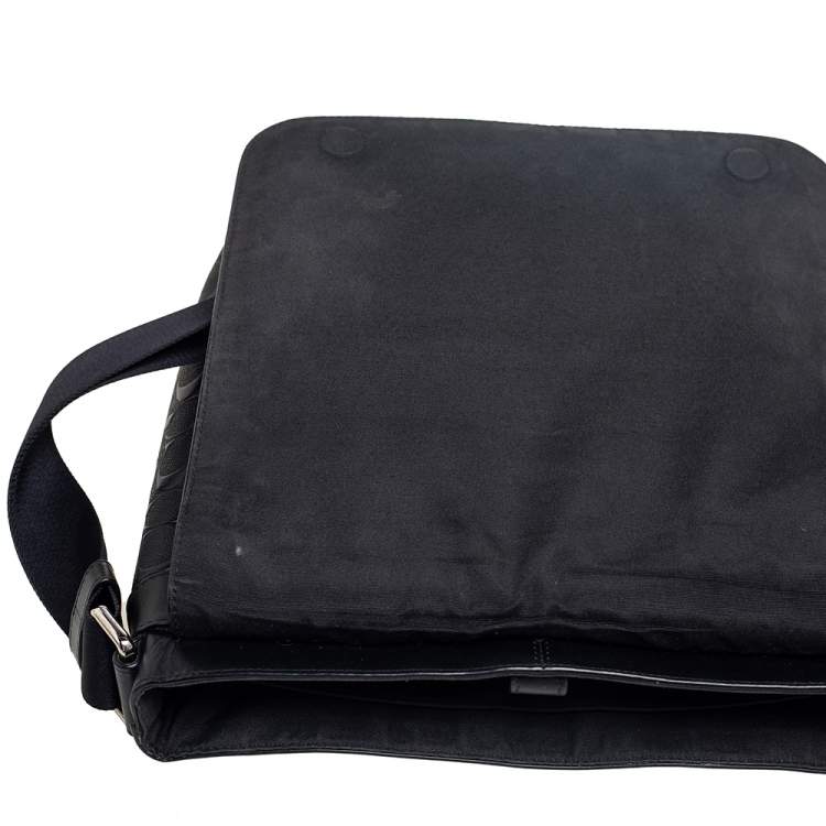 Pre Owned Coach Black Signature Embossed Leather Charles Flap Messenger Bag