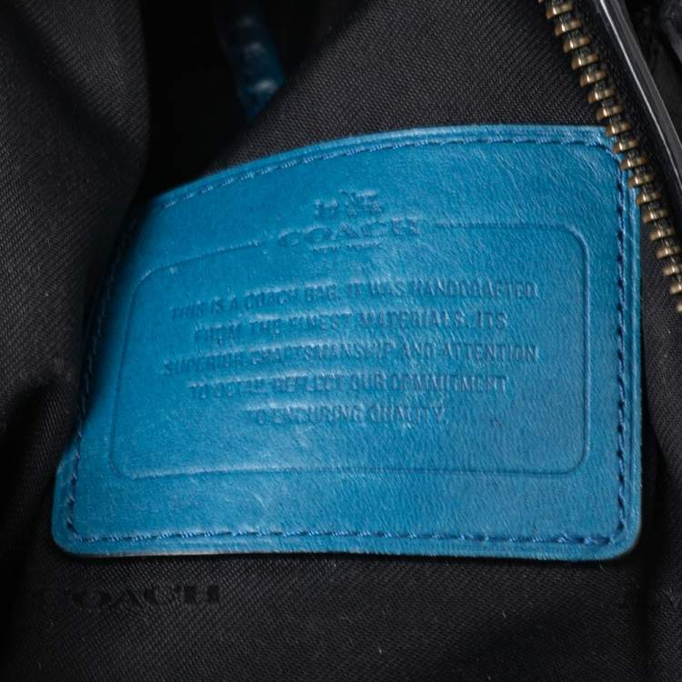 Pre Owned Coach Two Tone Blue Leather Manhattan Sling Backpack
