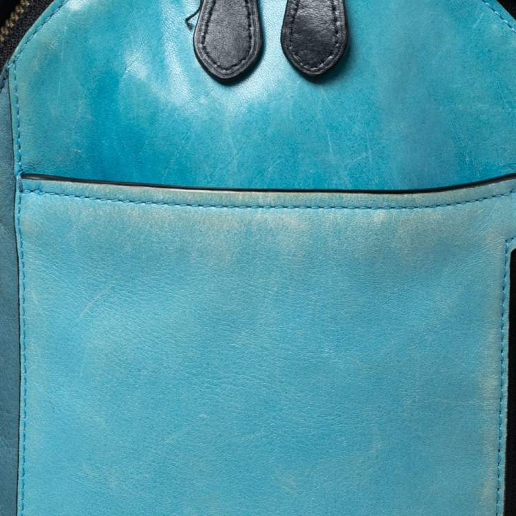Pre Owned Coach Two Tone Blue Leather Manhattan Sling Backpack