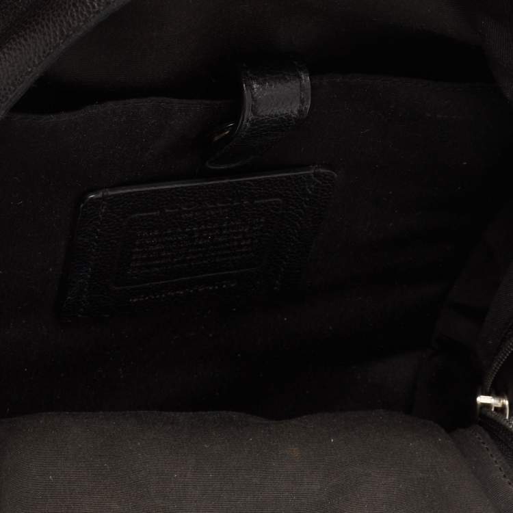 Pre Owned Coach Black Leather and Mesh Metropolitan Sling Backpack