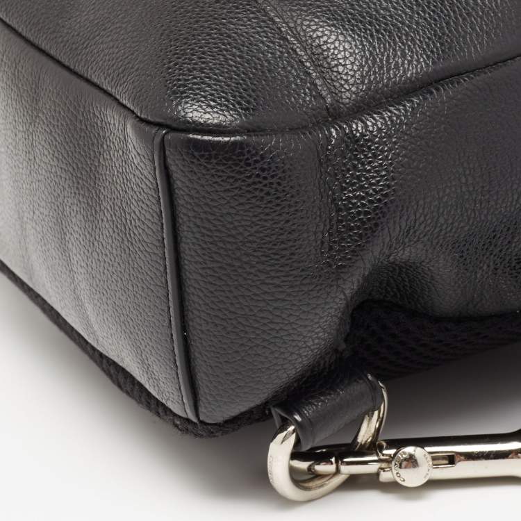Pre Owned Coach Black Leather and Mesh Metropolitan Sling Backpack