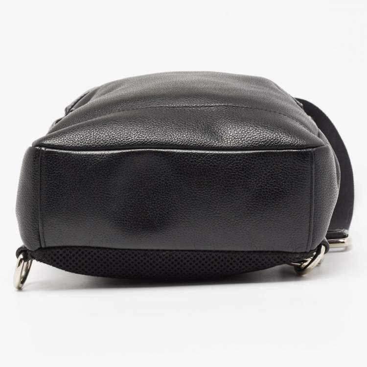 Pre Owned Coach Black Leather and Mesh Metropolitan Sling Backpack