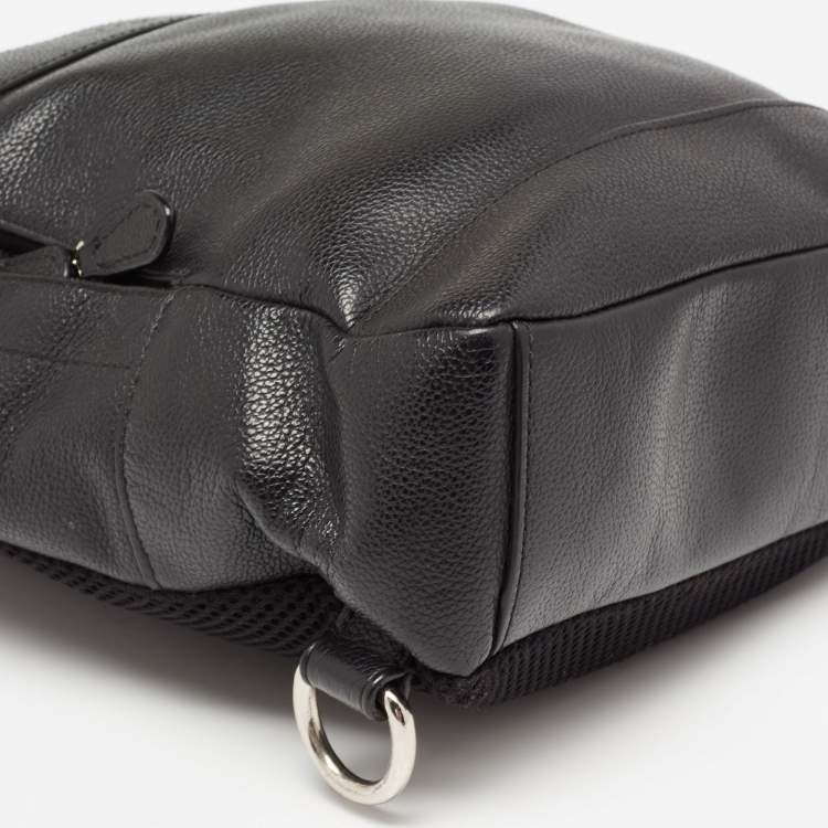 Pre Owned Coach Black Leather and Mesh Metropolitan Sling Backpack