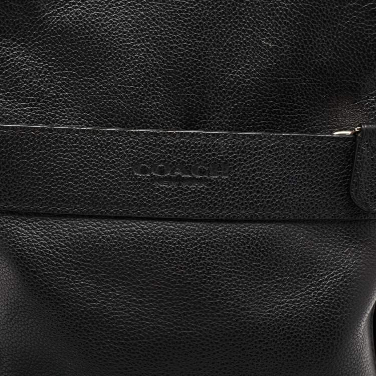 Pre Owned Coach Black Leather and Mesh Metropolitan Sling Backpack