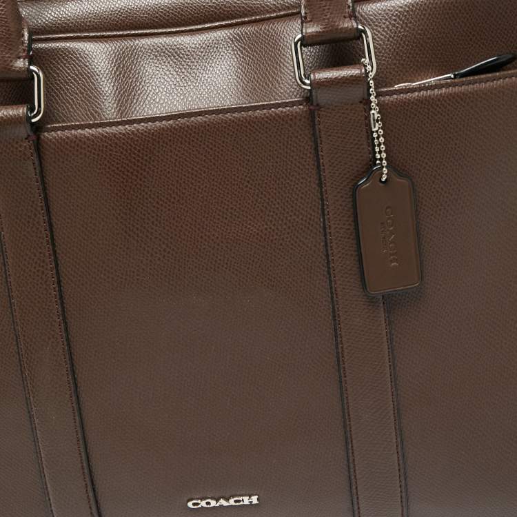 Pre Owned Coach Brown Leather Briefcase Laptop Bag