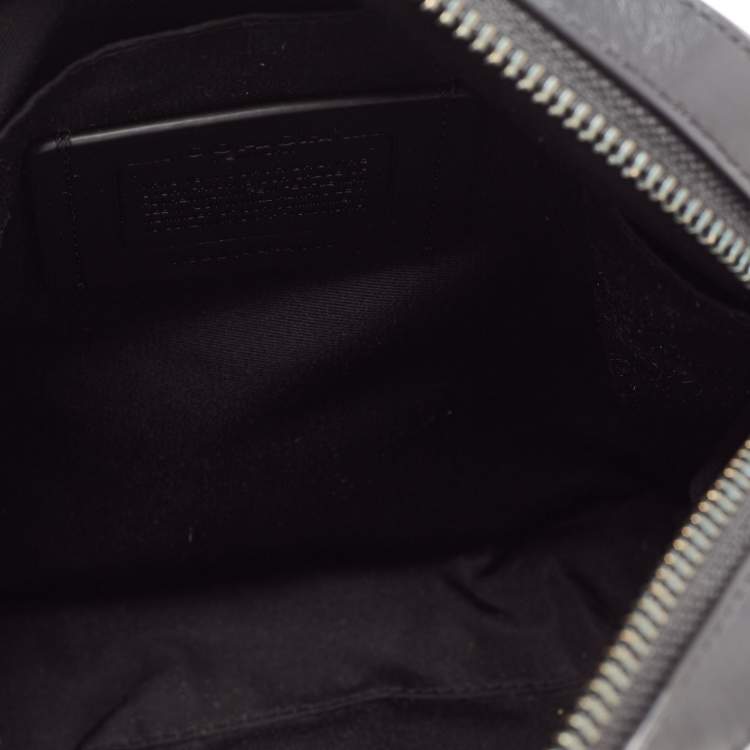 Pre Owned Coach Black/Grey Signature Coated Canvas and Leather Houston Flight Messenger Bag