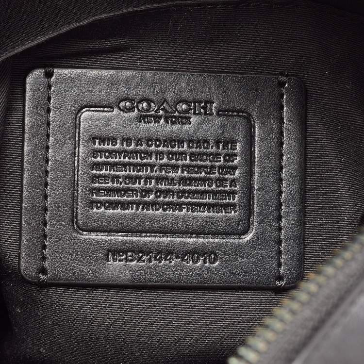 Pre Owned Coach Black/Grey Signature Coated Canvas and Leather Houston Flight Messenger Bag