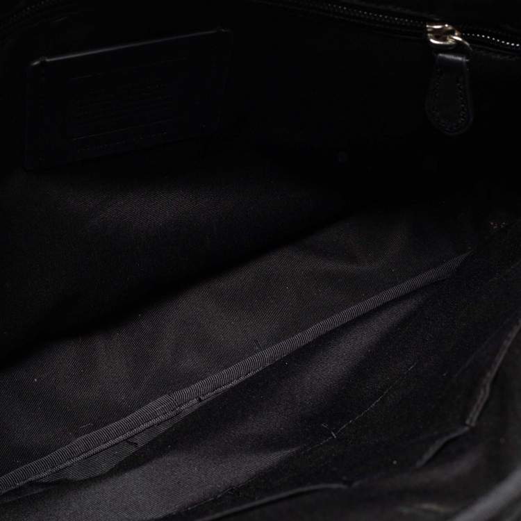 Pre Owned Coach Black Signature Coated Canvas and Leather Perry Slim Laptop Bag