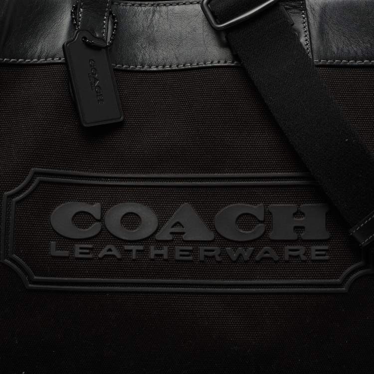 Pre Owned Coach Black Canvas And Leather With Coach Badge Field 40 Tote