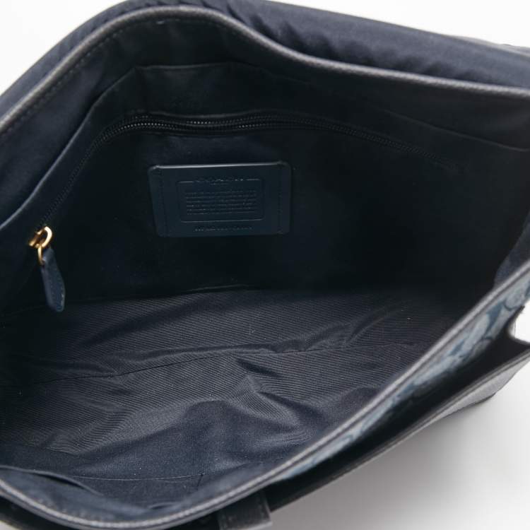 Pre Owned Coach Blue Signature Canvas an Leather Hudson Messenger Bag