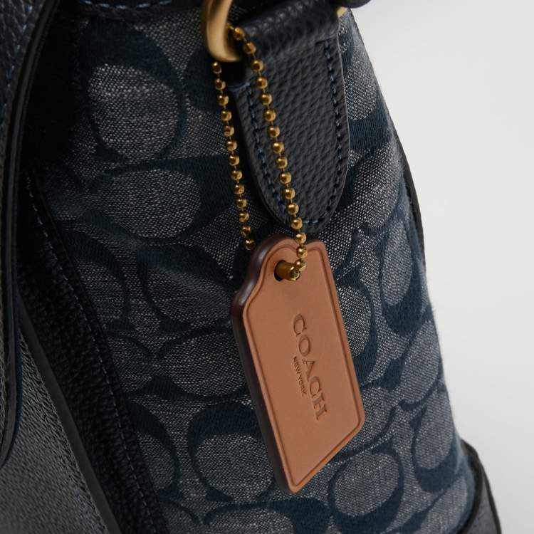 Pre Owned Coach Blue Signature Canvas an Leather Hudson Messenger Bag