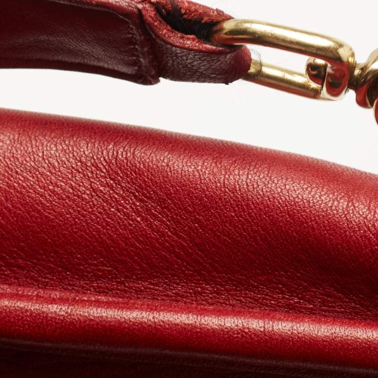 Pre Owned Coach Red Leather Lexington Briefcase Bag