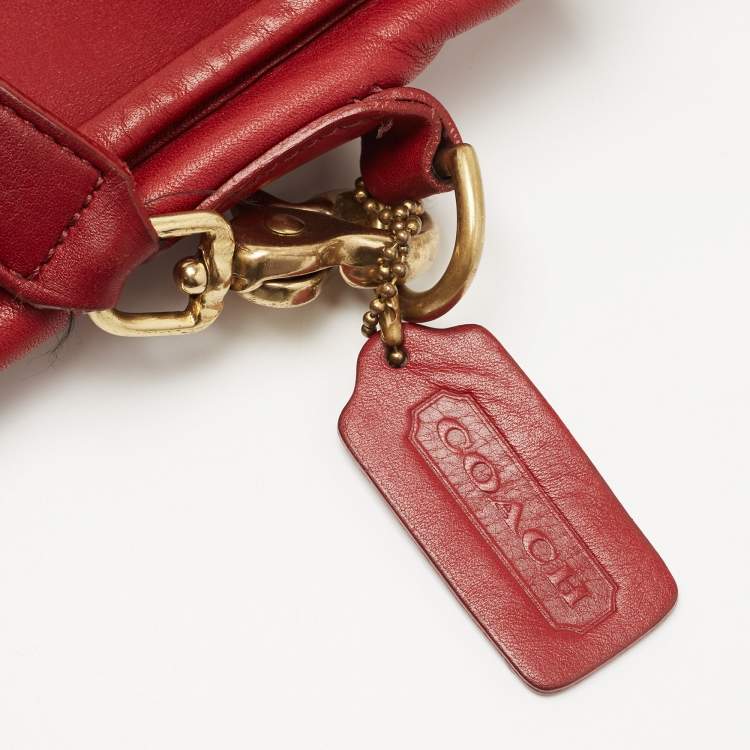 Pre Owned Coach Red Leather Lexington Briefcase Bag