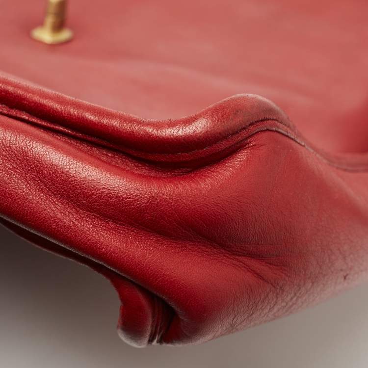 Pre Owned Coach Red Leather Lexington Briefcase Bag