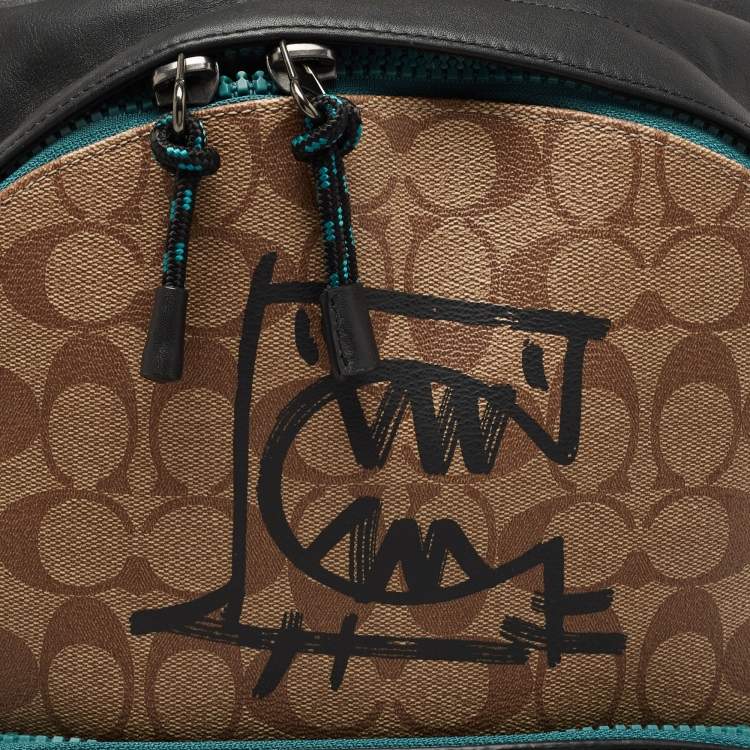 Pre Owned Coach Multicolor Signature Coated Canvas and Leather West Backpack 
