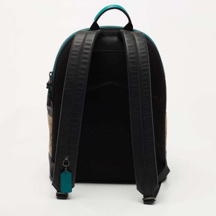 Pre Owned Coach Multicolor Signature Coated Canvas and Leather West Backpack 