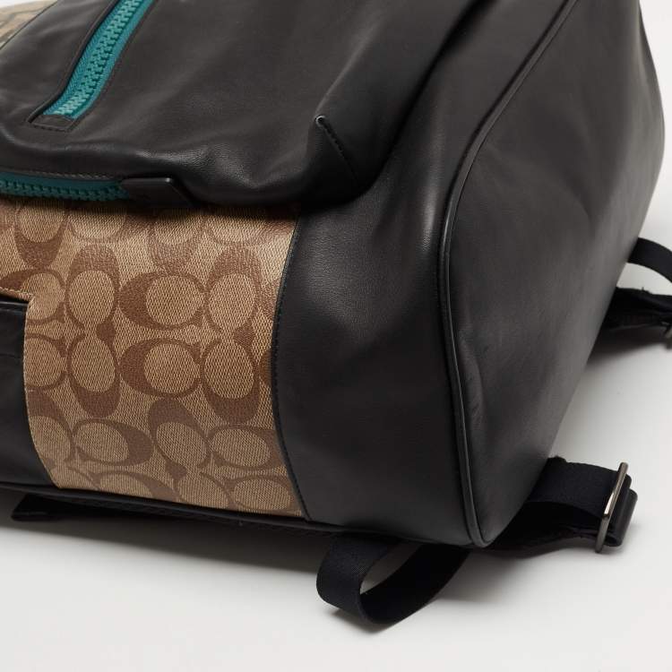 Pre Owned Coach Multicolor Signature Coated Canvas and Leather West Backpack 