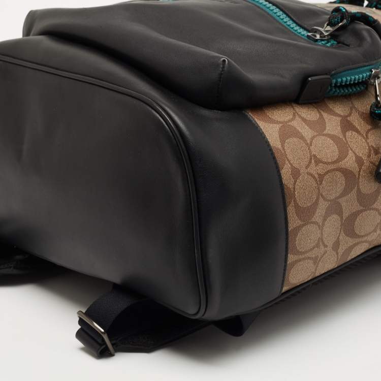 Pre Owned Coach Multicolor Signature Coated Canvas and Leather West Backpack 