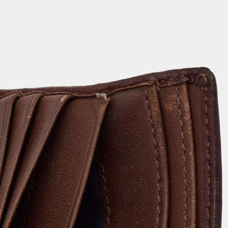 Pre Owned Coach Brown/Blue Signature Denim and Leather French Flap Compact