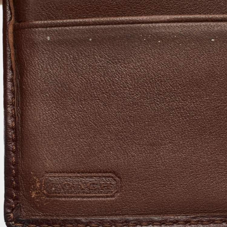 Pre Owned Coach Brown/Blue Signature Denim and Leather French Flap Compact
