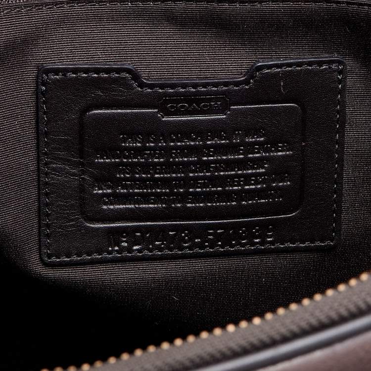 Pre Owned Coach Two Tone Dark Brown Leather Commuter Briefcase 