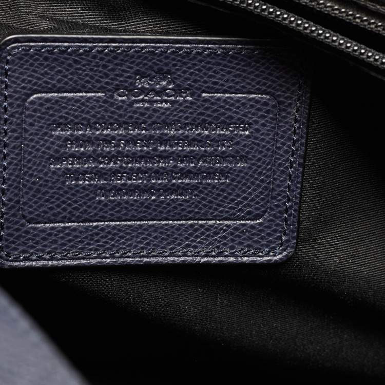 Pre Owned Coach Dark Blue Leather Perry Slim Laptop Bag