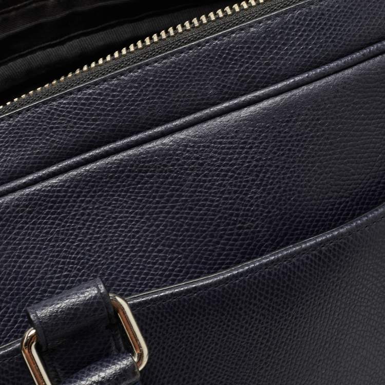 Pre Owned Coach Dark Blue Leather Perry Slim Laptop Bag