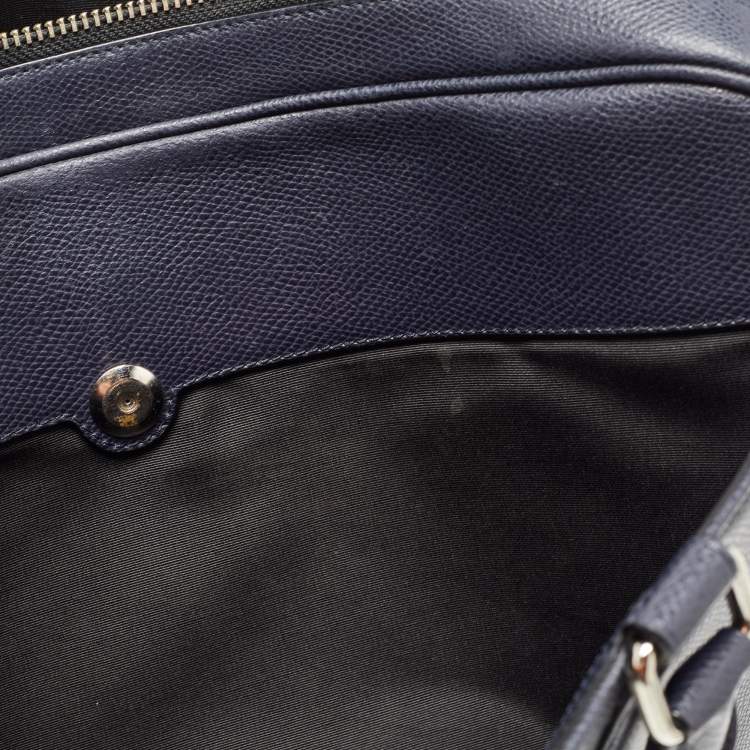 Pre Owned Coach Dark Blue Leather Perry Slim Laptop Bag