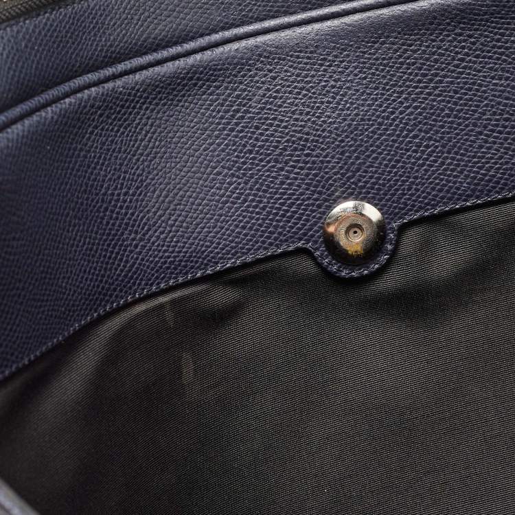 Pre Owned Coach Dark Blue Leather Perry Slim Laptop Bag