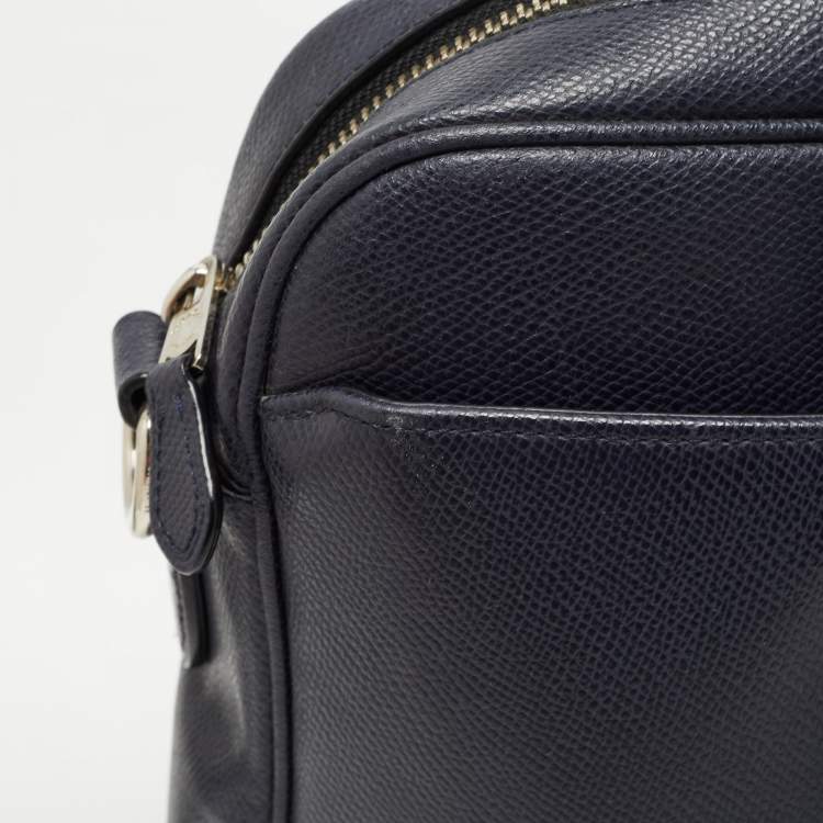 Pre Owned Coach Dark Blue Leather Perry Slim Laptop Bag
