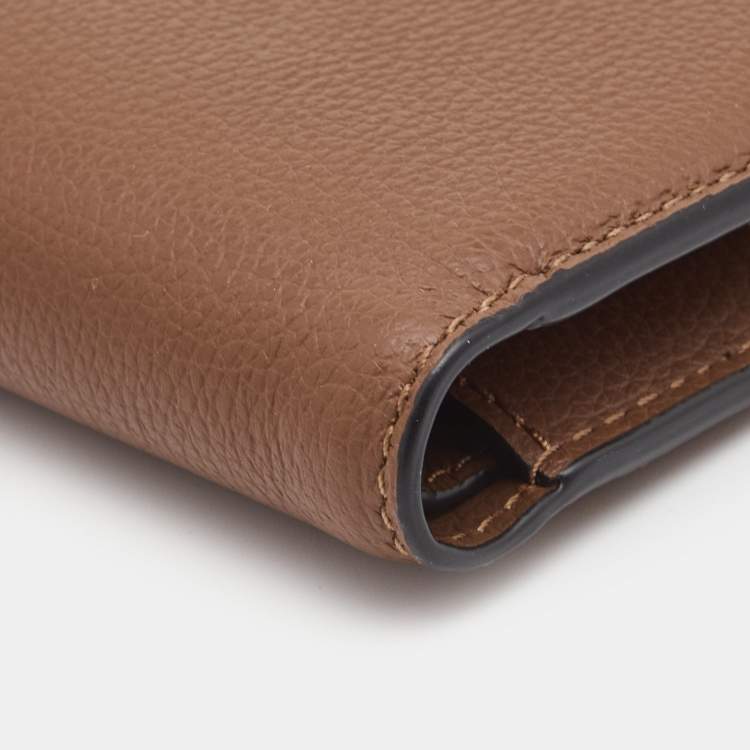Pre Owned Coach Brown Leather Bifold Compact Wallet