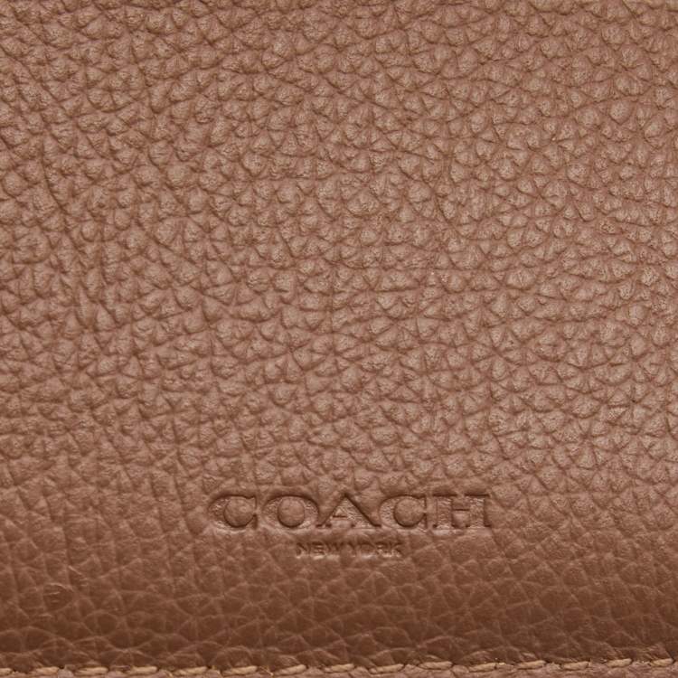 Pre Owned Coach Brown Leather Bifold Compact Wallet