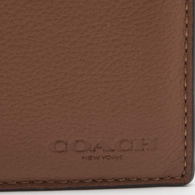 Pre Owned Coach Brown Leather Bifold Compact Wallet