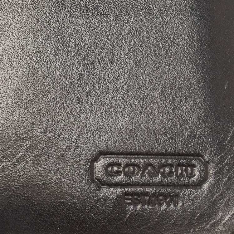 Pre Owned Coach Black Signature Embossed Leather Breast Pocket Long Wallet
