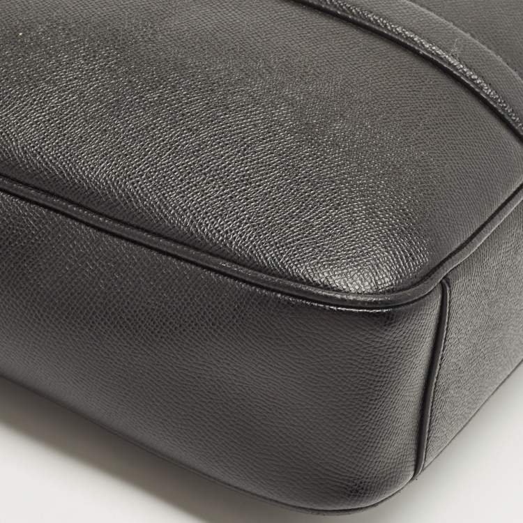Pre Owned Coach Black Leather Perry Slim Laptop Bag