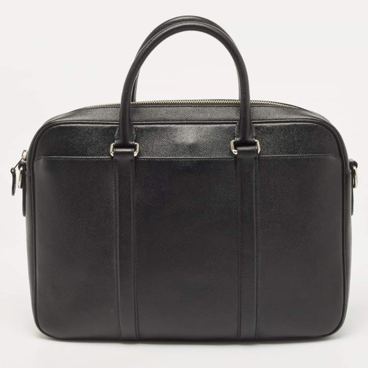 Pre Owned Coach Black Leather Perry Slim Laptop Bag