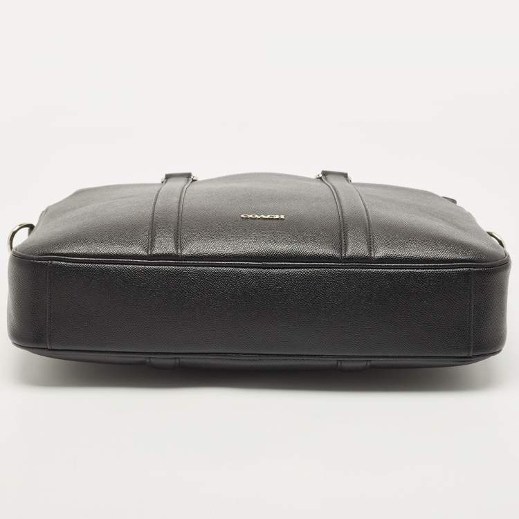 Pre Owned Coach Black Leather Perry Slim Laptop Bag